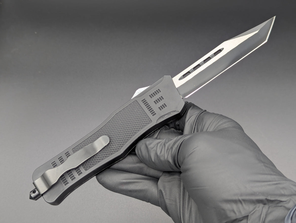 9" 2-Tone Black Tanto CQC OTF Automatic Knife