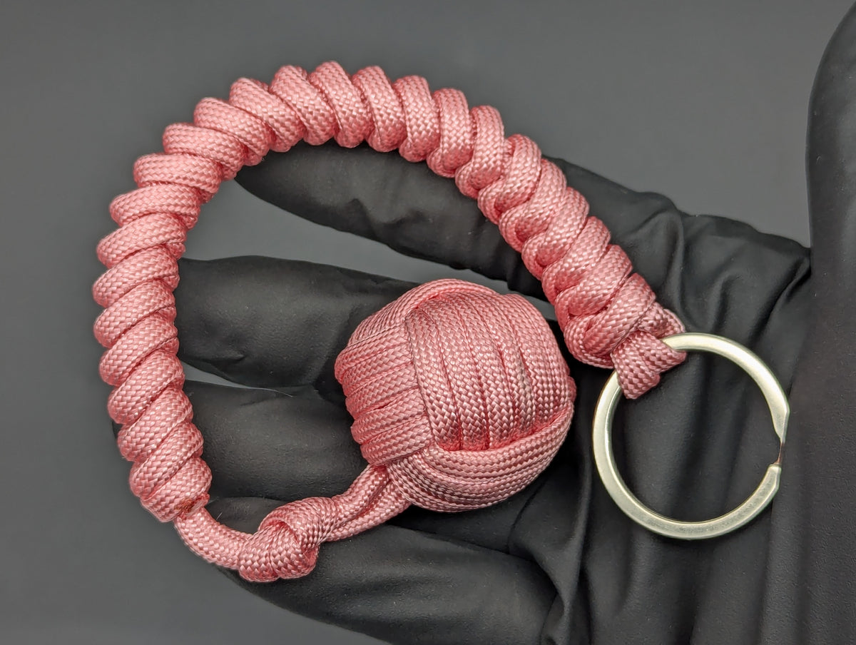 PINK 3 OZ 550 LB PARACORD MONKEY FIST SELF DEFENSE KEYRING