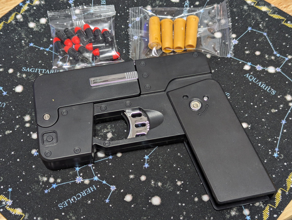 Black Folding Toy Cell Phone Soft Bullet Launcher
