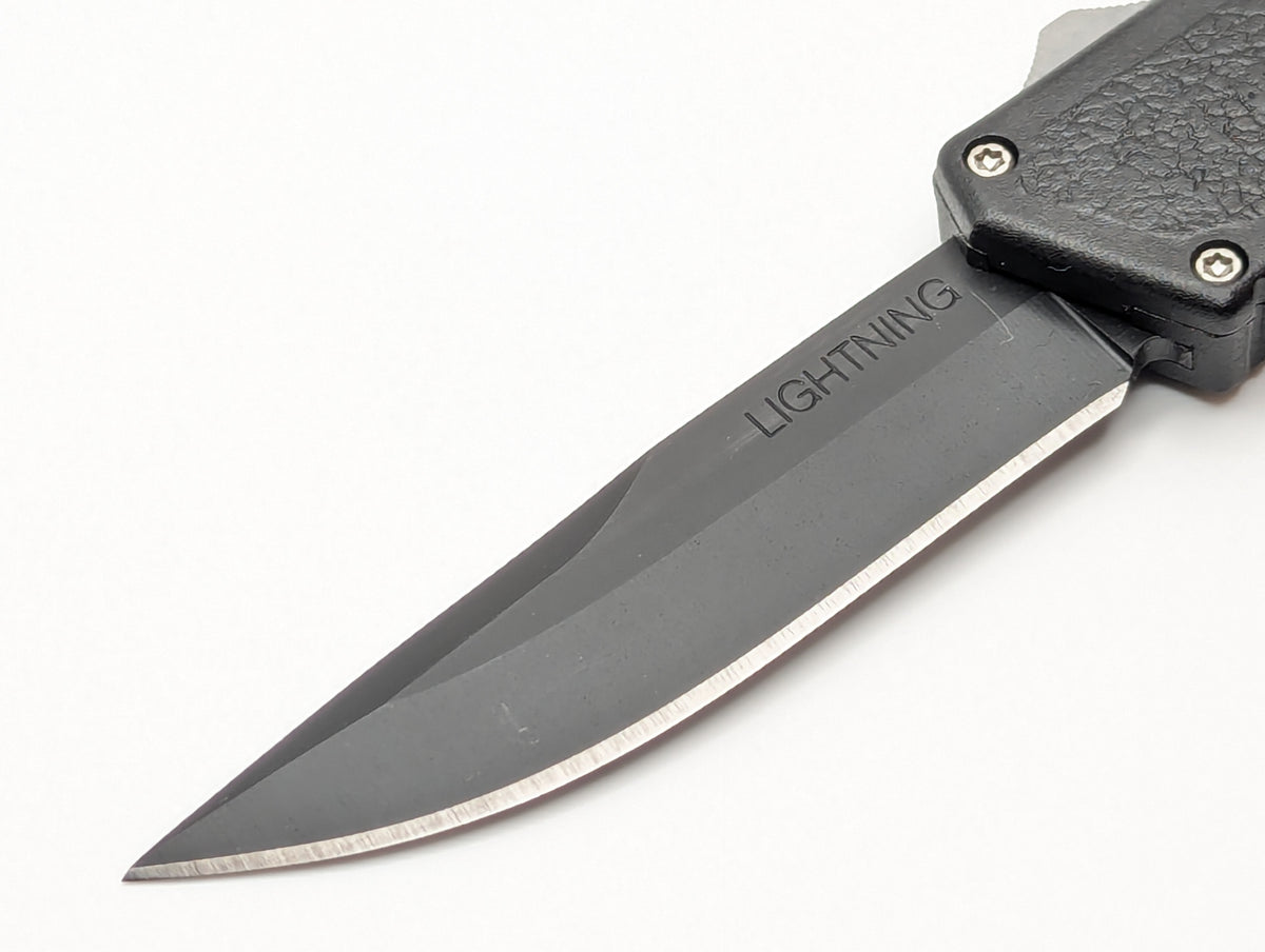 Lightning OTF Knife Black Tactical Drop Point