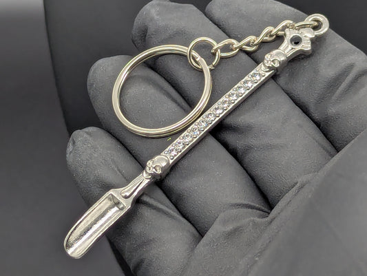 SILVER BLING SKULL MAGIC PARTY SPOON KEYRING