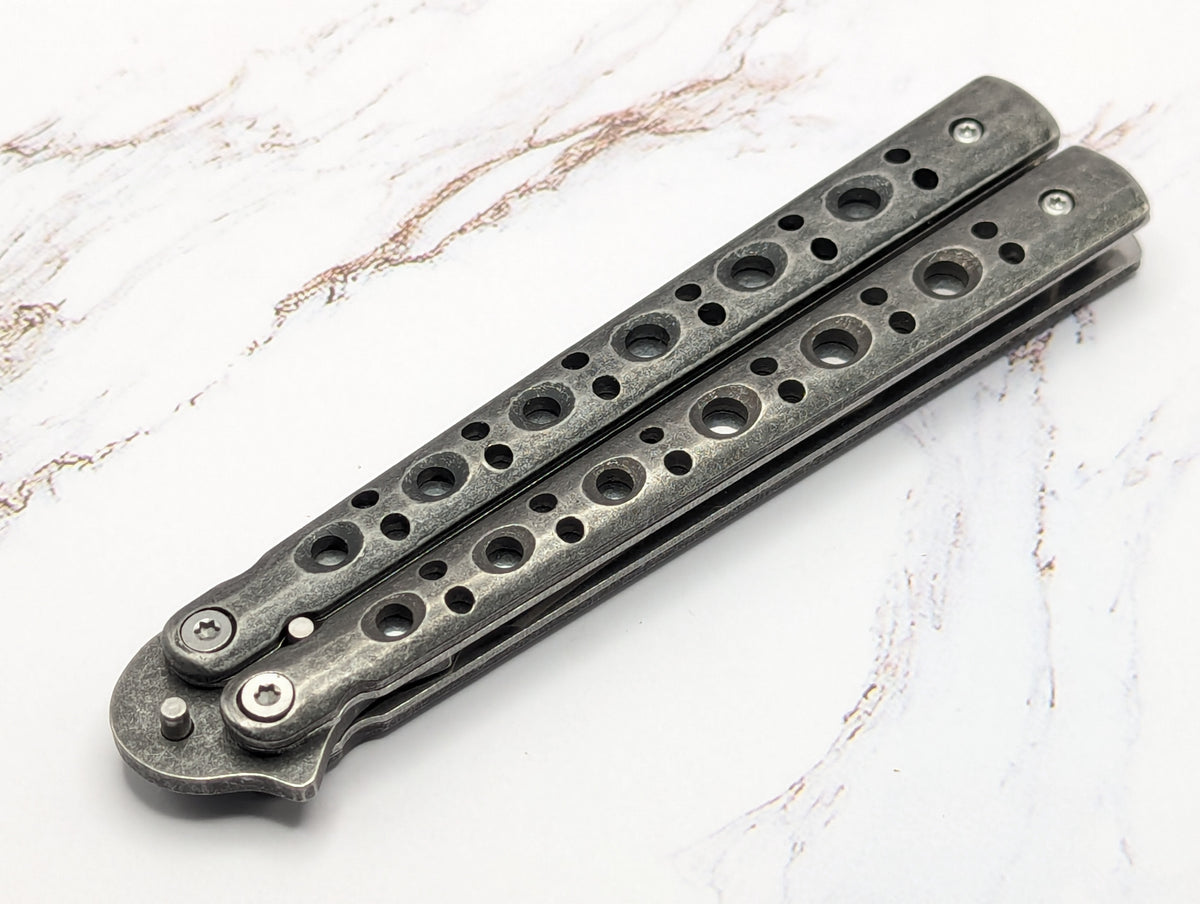 9" Stonewashed Tanto Balisong Butterfly Knife