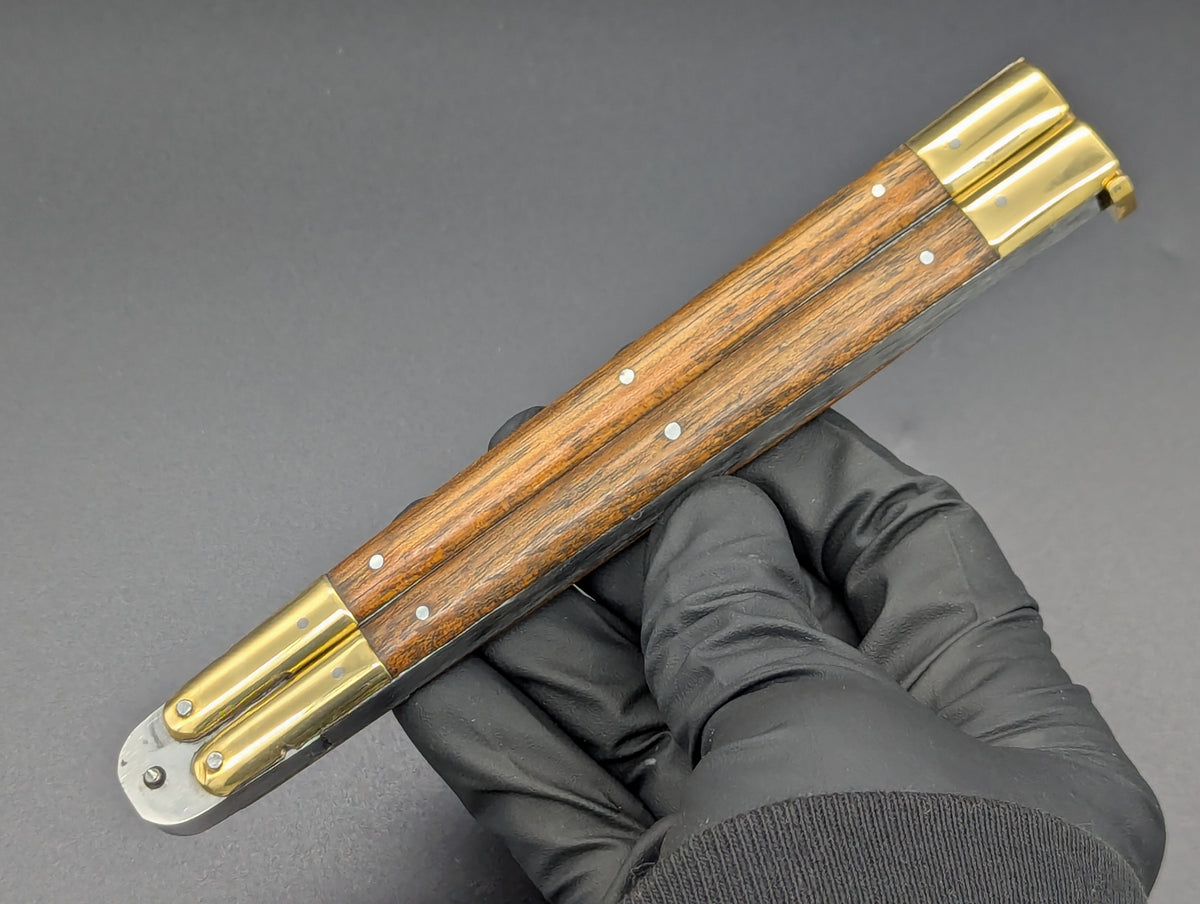 11" FHM Philippines Handmade Slim Narra Wood & Brass Balisong Drop Point