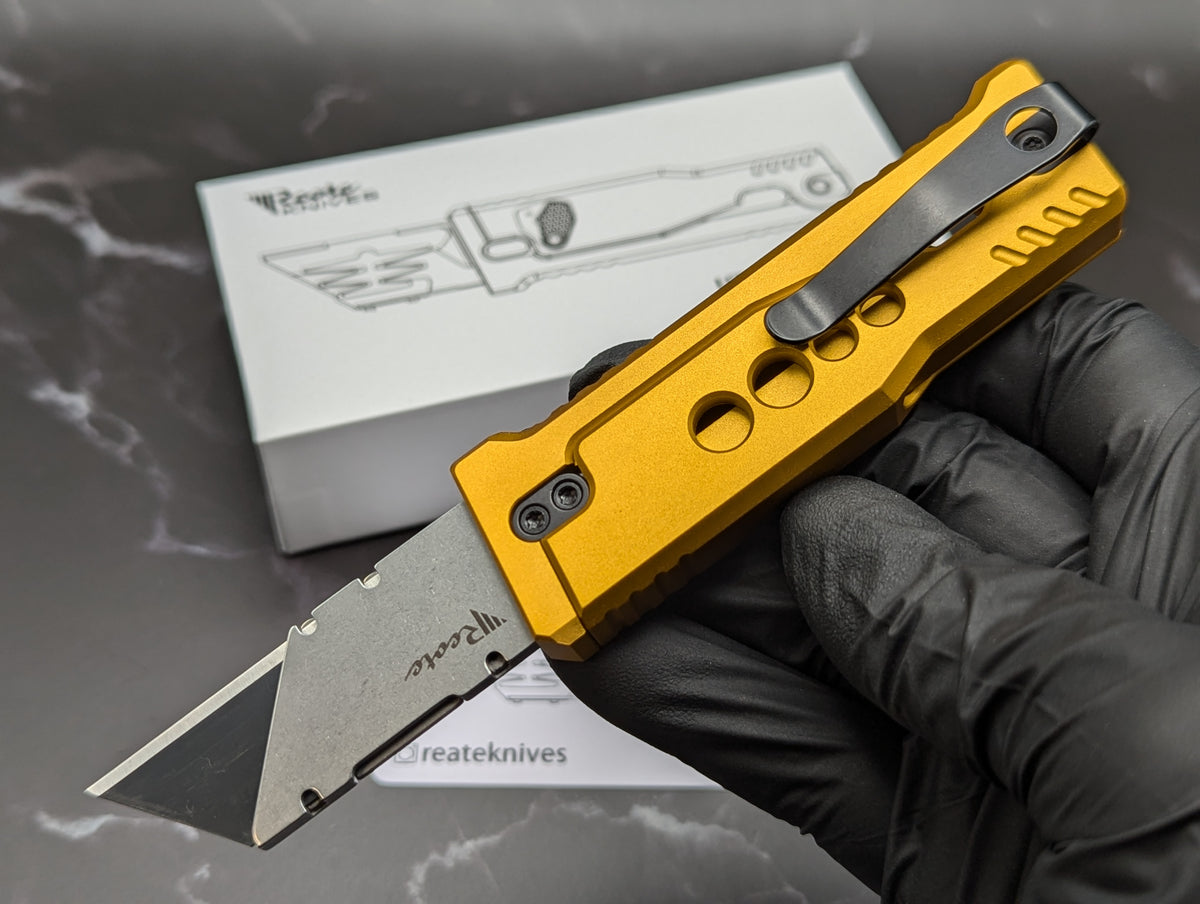 REATE EXO-U GRAVITY KNIFE BOX CUTTER GD/SN