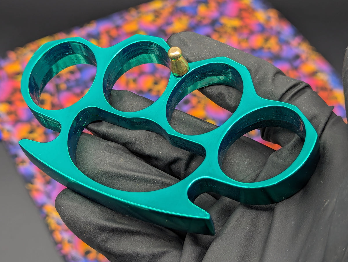 Metallic Green Alloy Square Top Brass Knuckles