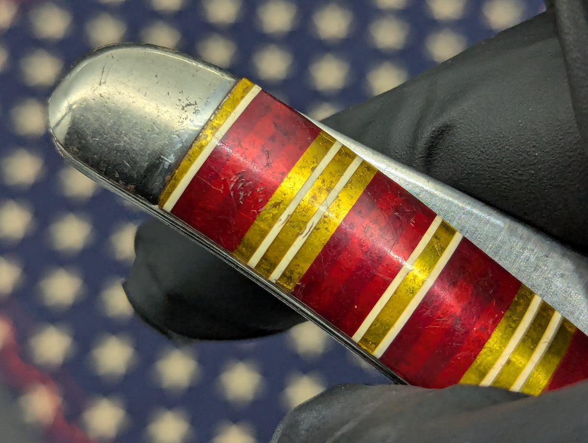 ANTIQUE HAMMER BRAND CANDY STRIPE TOOTHPICK SWITCHBLADE KNIFE