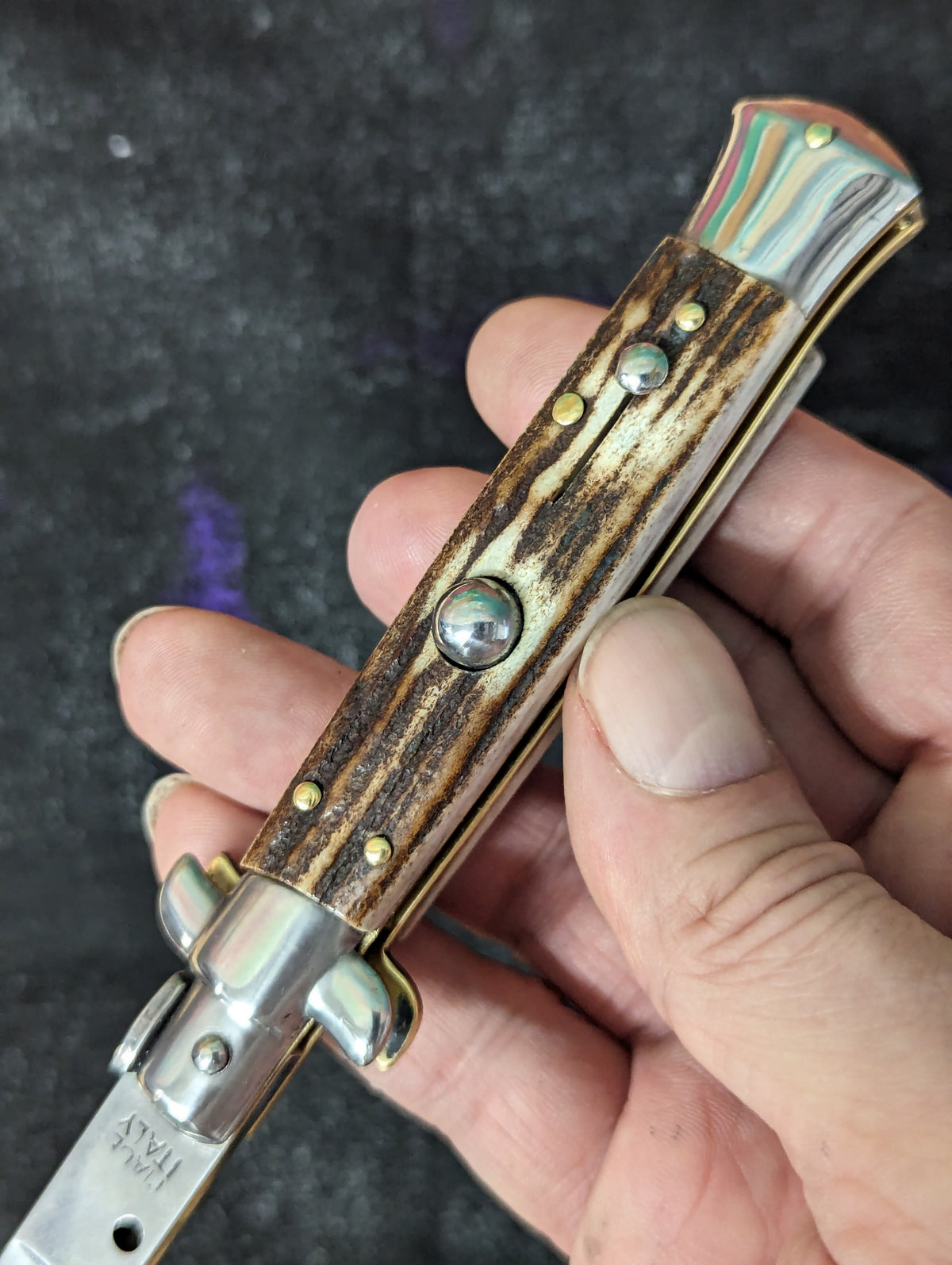 8" OL Stag Horn Flat Grind Handmade Italian Stiletto #3