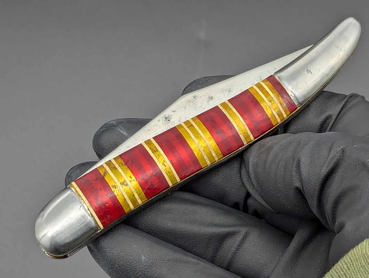 ANTIQUE HAMMER BRAND USA CANDY STRIPE SWITCHBLADE KNIFE