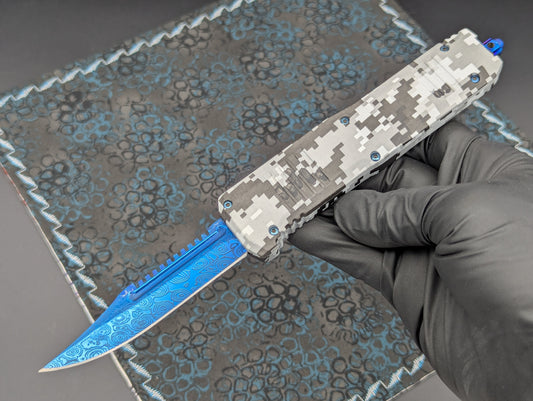 Urban Digi Camo Blue Hellhound D/A OTF Knife