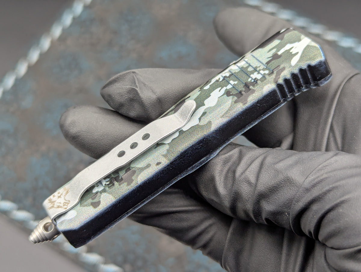 7" Mini Digital Green Camo D/A OTF Knife