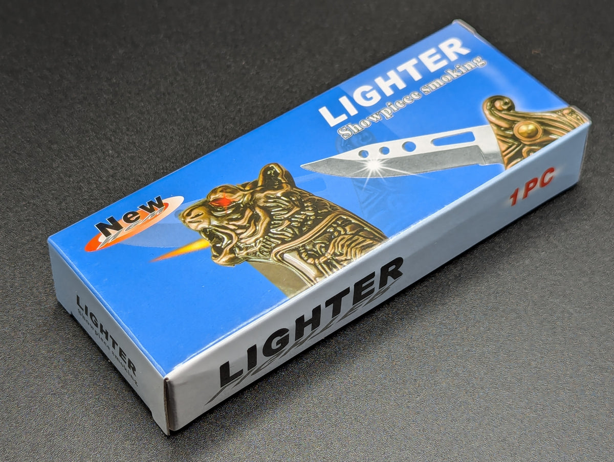 VINTAGE TIGER TORCH LIGHTER SWITCHBLADE KNIFE CP