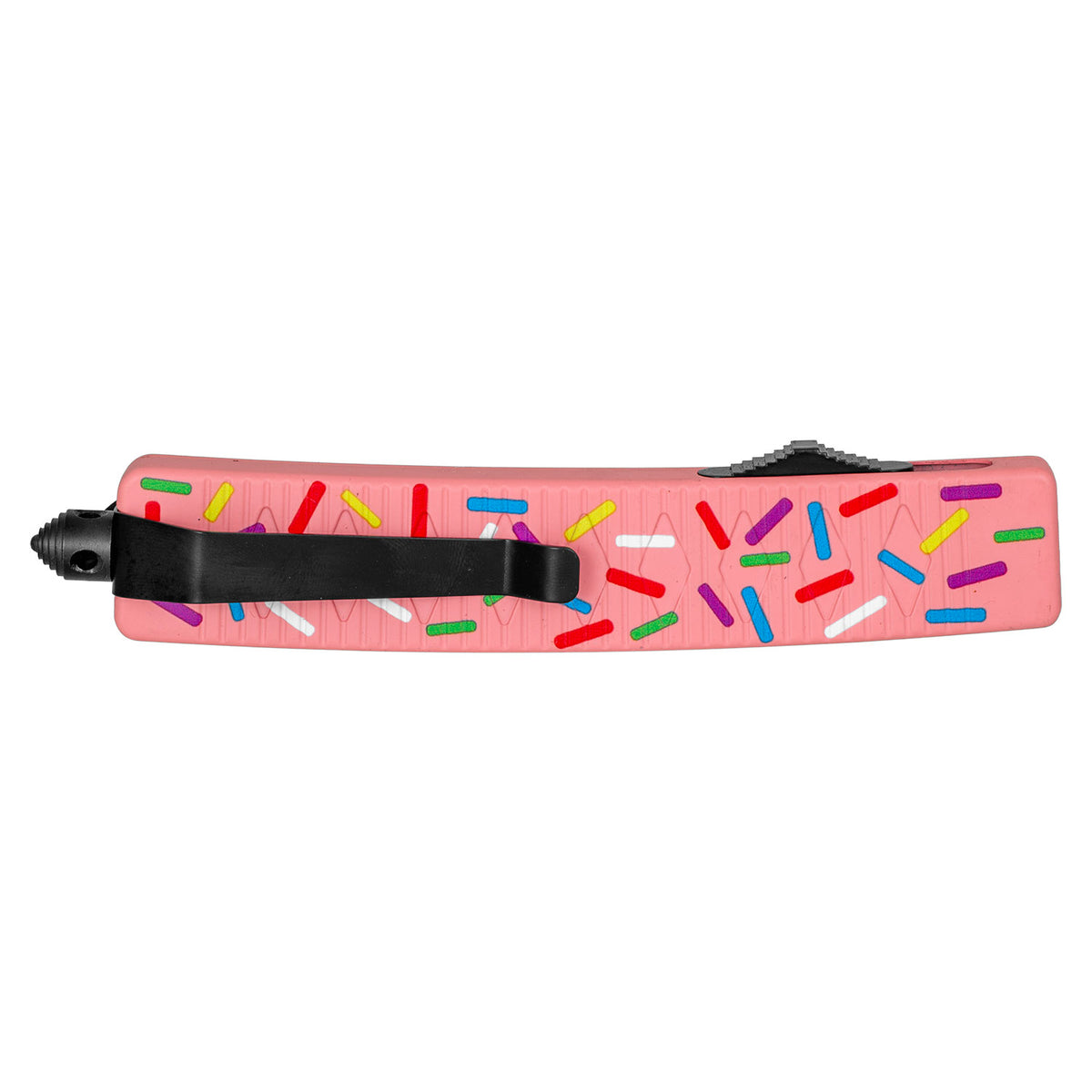 9" CURVED BLUE TANTO PINK SPRINKLE D/A OTF KNIFE