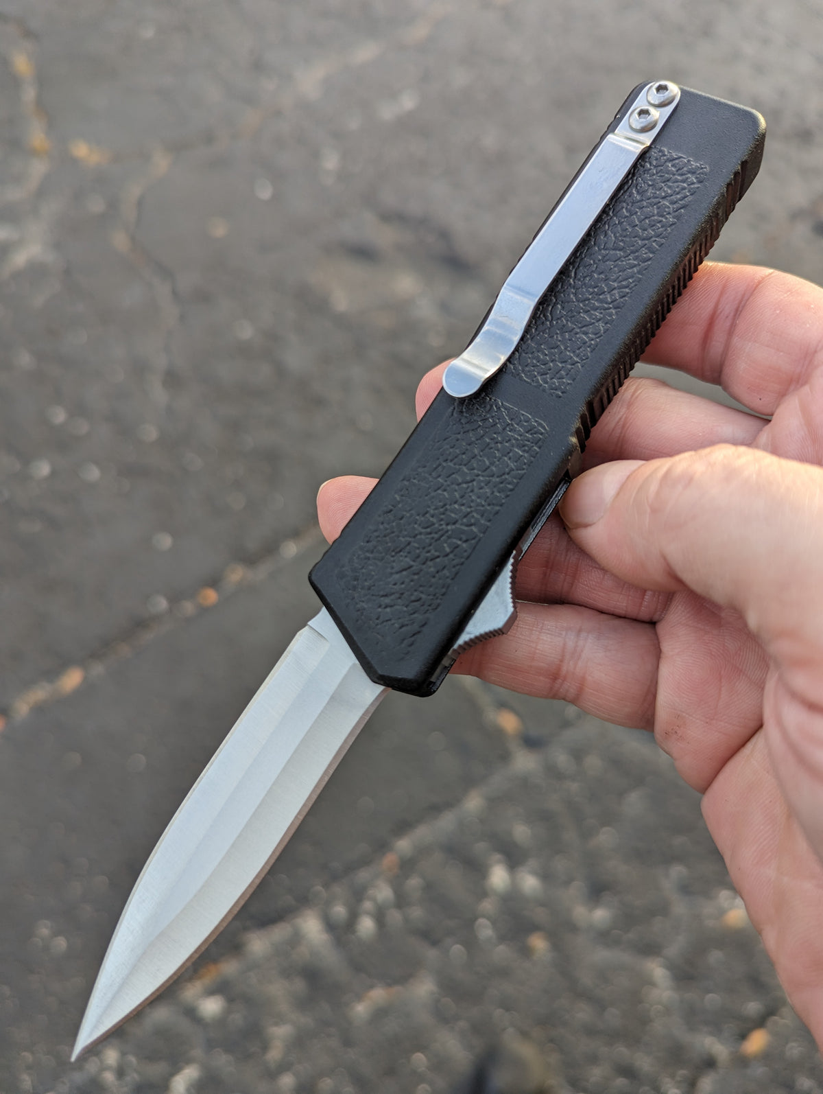 Black Stainless Double Edge Lightning OTF Knife
