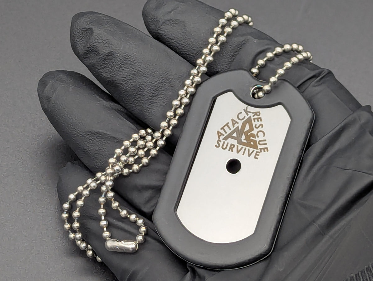 BLACK A.R.S. KNIVES 440c RAZORS EDGE DOG TAG