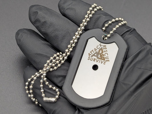 BLACK A.R.S. KNIVES 440c RAZORS EDGE DOG TAG