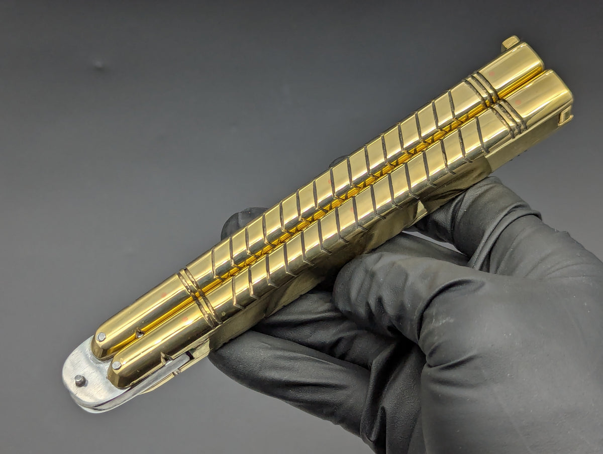 PHILIPPINES HANDMADE BALISONG SOLID BRASS HEAVYWEIGHT STRAIGHT BLADE