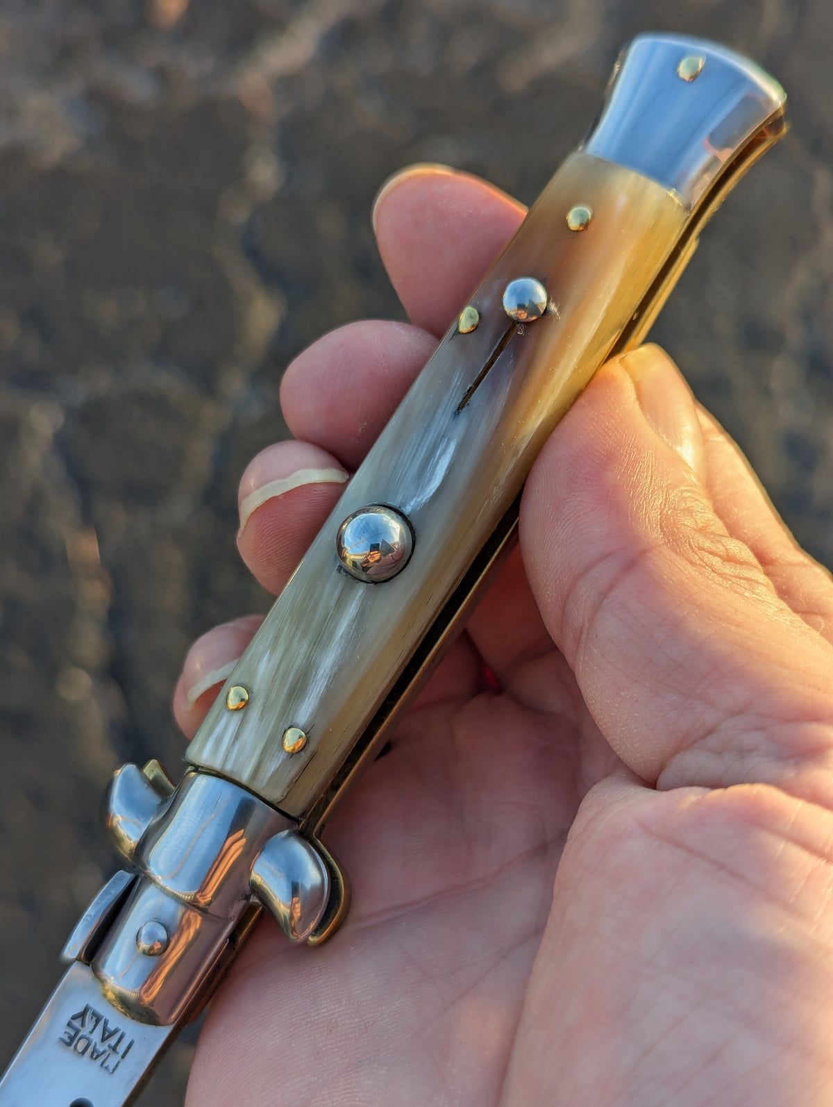 9" Renzo Beltrame Honey Horn Flat Grind Italian Stiletto