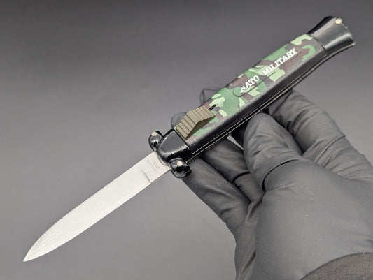 VINTAGE KOREAN NATO MILITARY OTF KNIFE 3 PIN CAMO