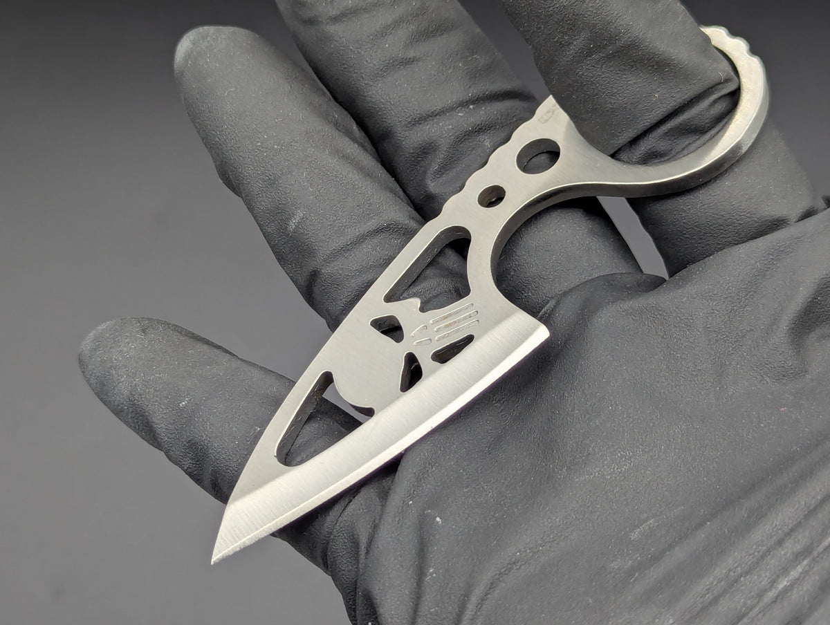 4" Wartech Ghost Skull Karambit Neck Knife Stainless