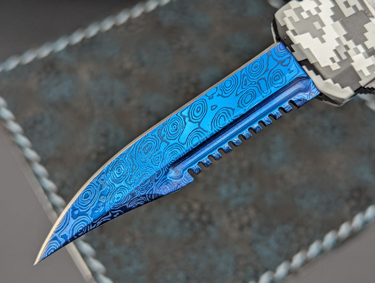 Urban Digi Camo Blue Hellhound D/A OTF Knife