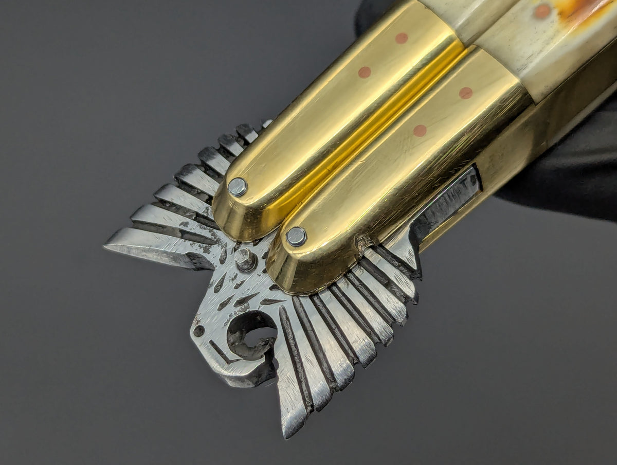 8.7" BURNT BONE RAMBO FHM BALISONG KNIFE EAGLE TANG