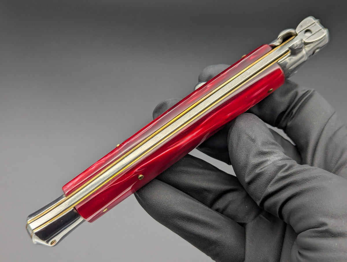 VINTAGE 11" RED ACRYLIC 'STILETTO SICILIANO' HANDMADE ITALIAN STILETTO