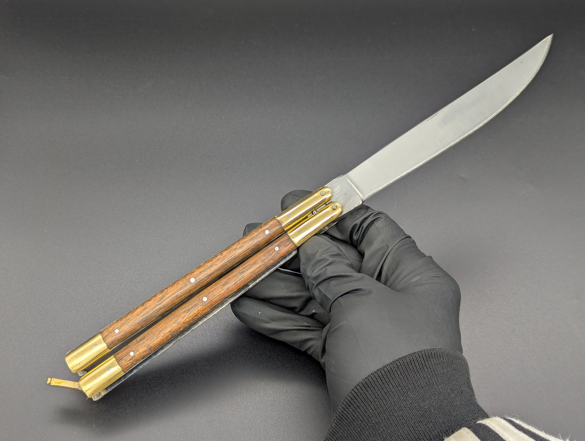 11" FHM Philippines Handmade Slim Narra Wood & Brass Balisong Drop Point