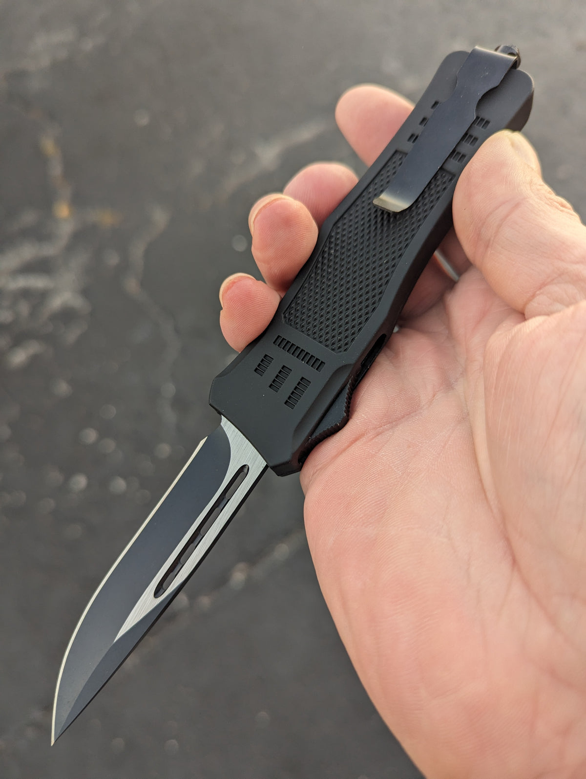8.25" Single Edge CQB OTF Automatic Knife Black