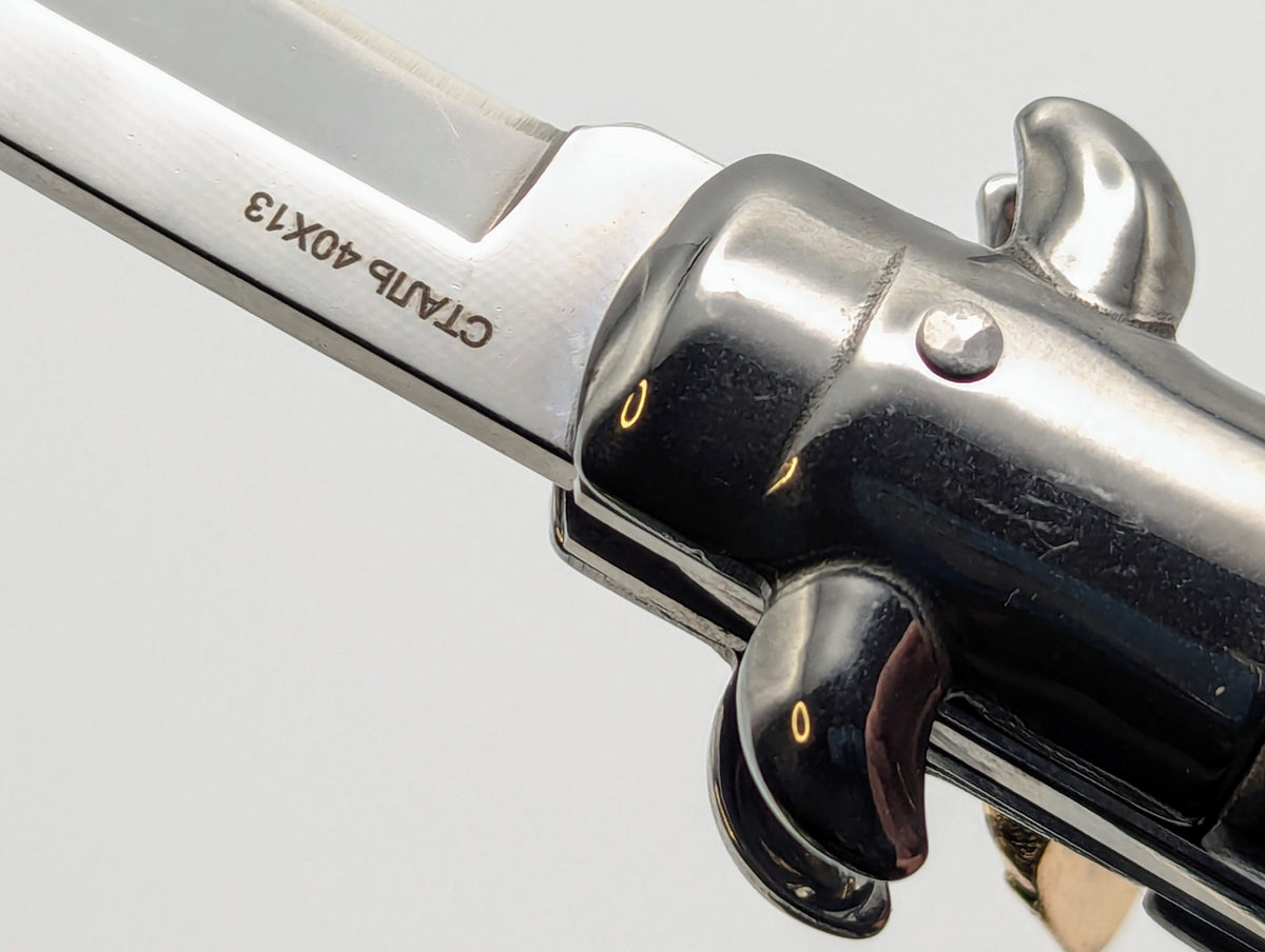 VITYAZ SLIMLINE BK WOOD LEVERLOCK SWITCHBLADE KNIFE