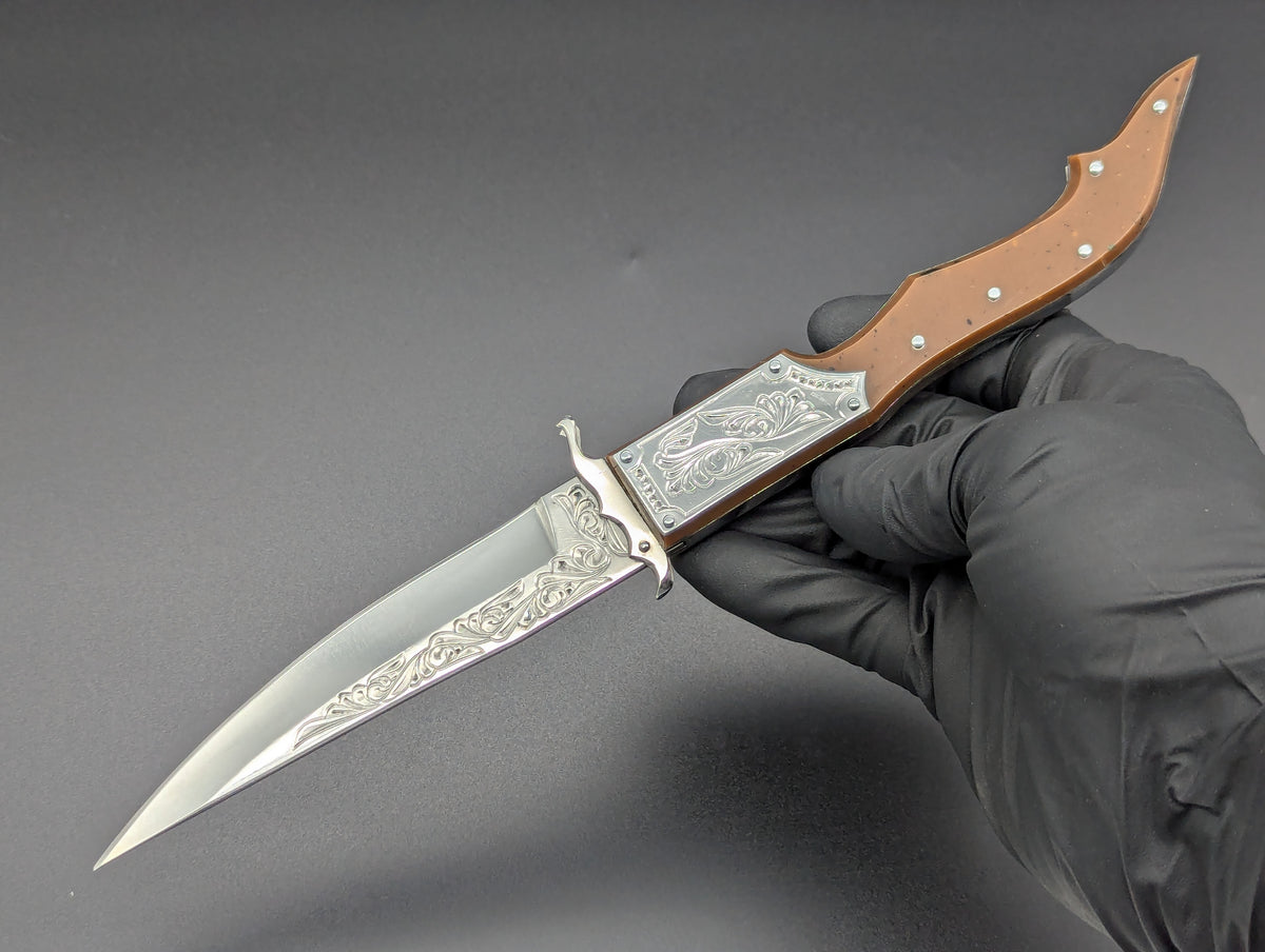 80's Soviet Era Russian Prison Engraved Swinguard Knife