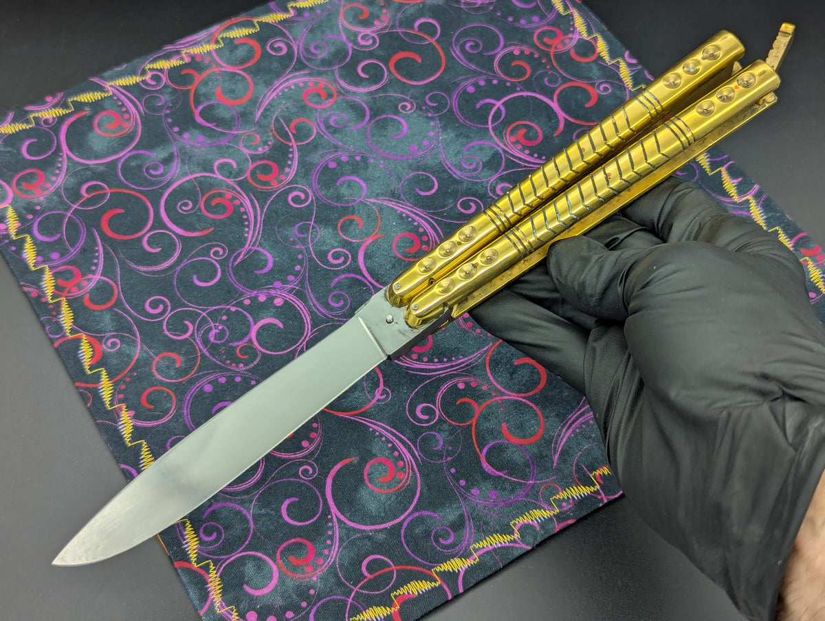 366 GRAM SOLID BRASS FHM BALISONG KNIFE "RAZOR"