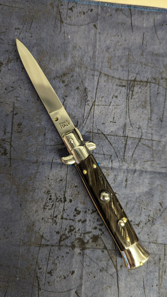 8" OL Buffalo Horn Flat Grind Handmade Italian Stiletto 1