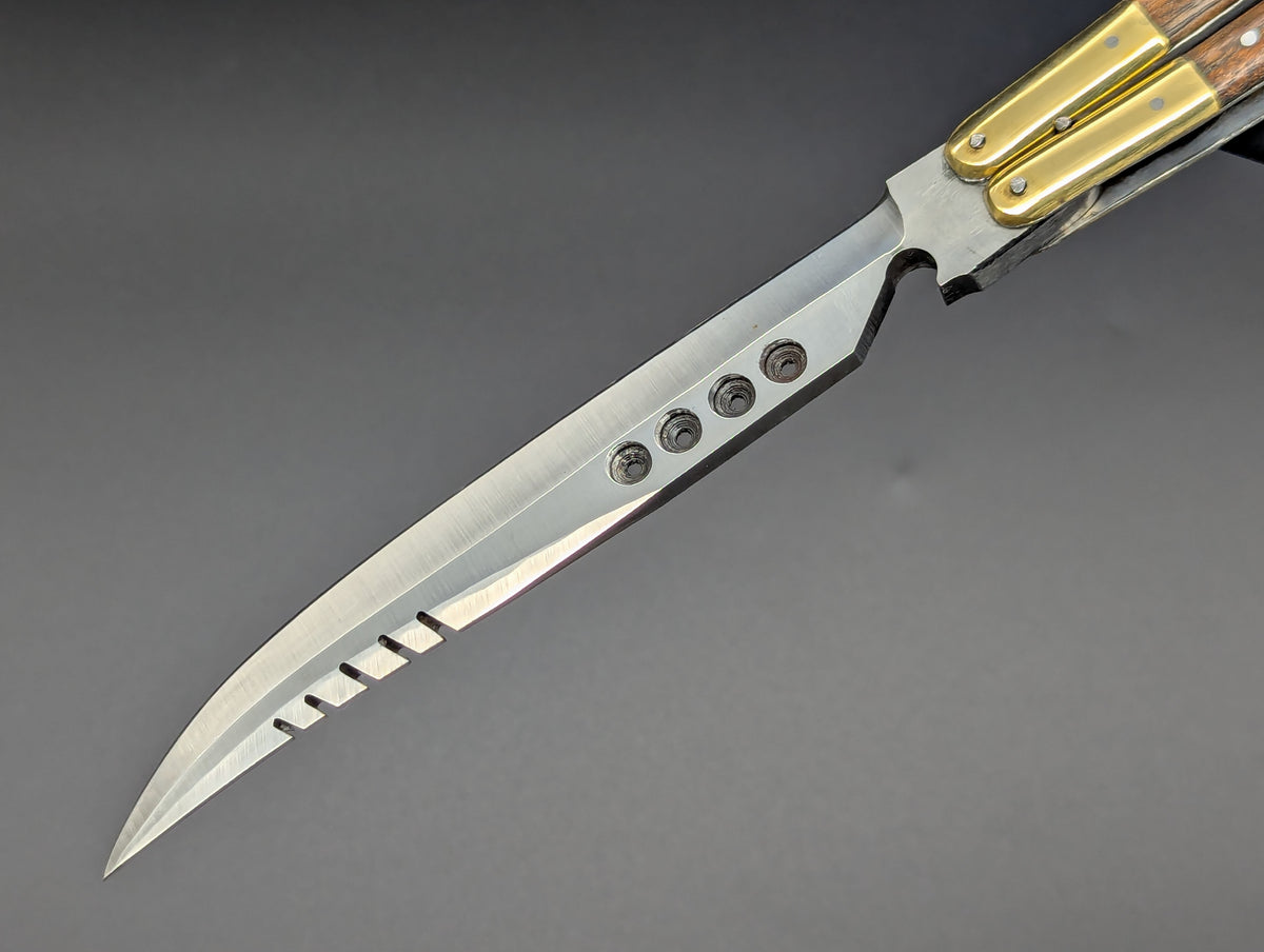 11" FHM Philippines Handmade Slim Narra Wood Balisong Rambo Bottle Opener