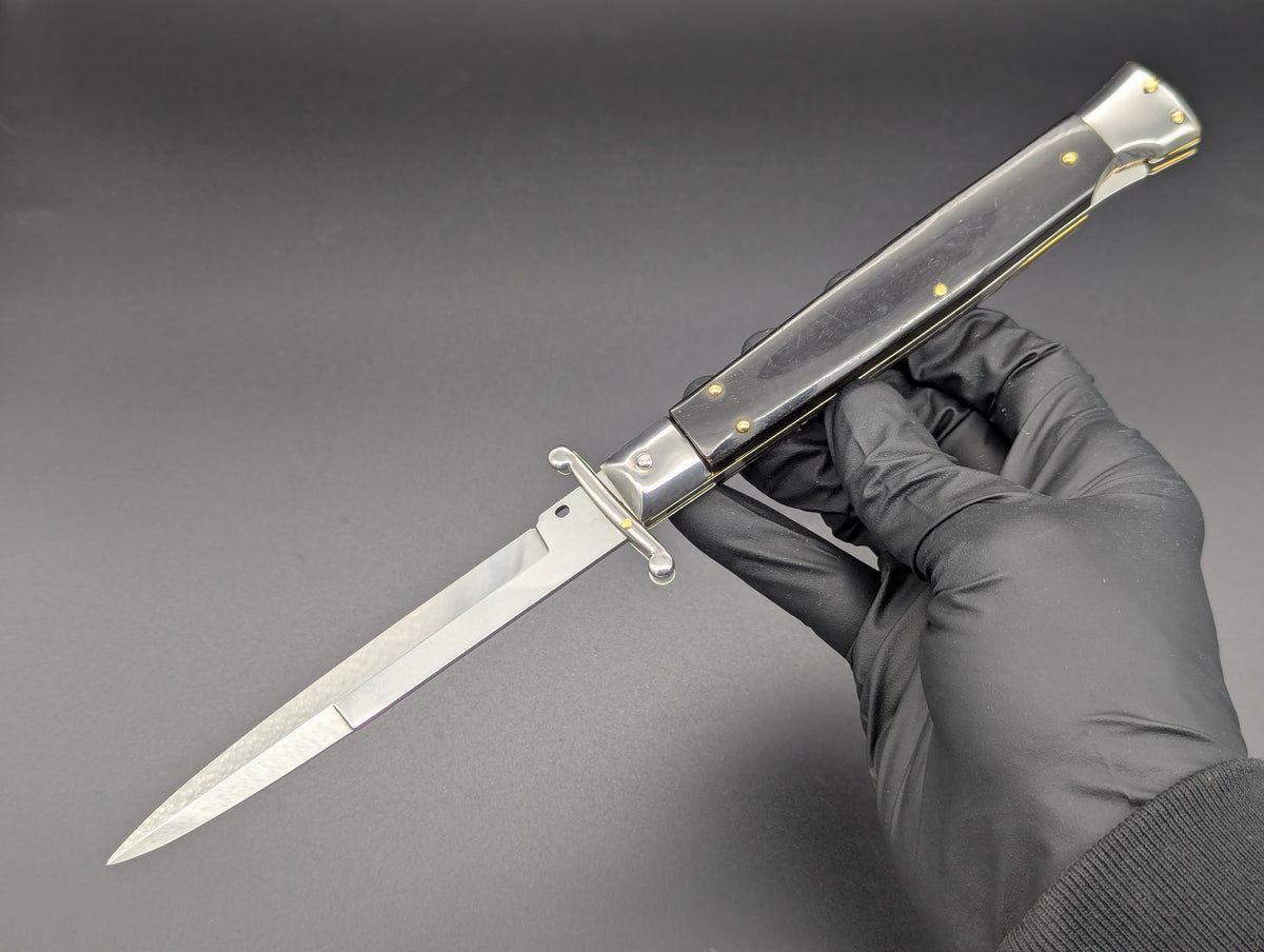 11" FRANK B DARK HORN ITALIAN SWINGUARD SWITCHBLADE KNIFE