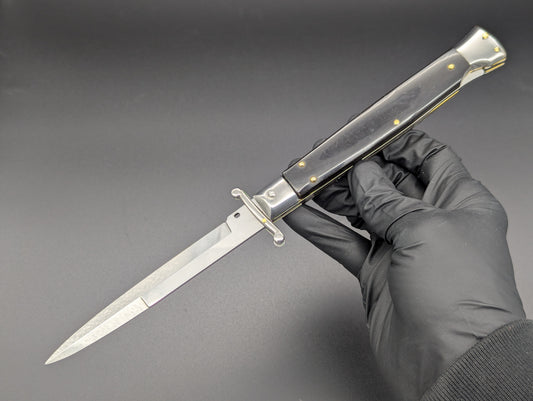 11" FRANK B DARK HORN ITALIAN SWINGUARD SWITCHBLADE KNIFE