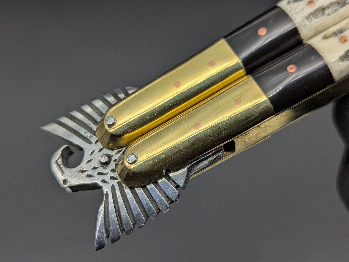 22CM TRIPLE STACK SCALE EAGLE FHM BALISONG KNIFE STRTBLD