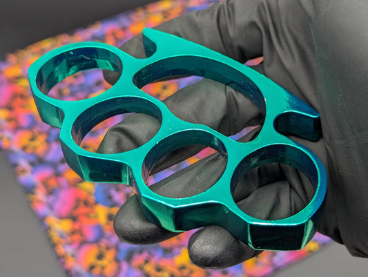 Metallic Green Alloy Square Top Brass Knuckles