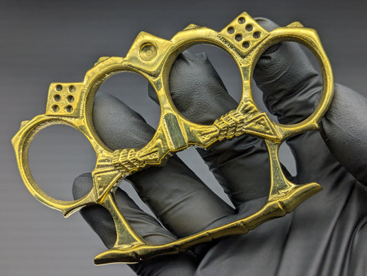 Roll Of The Dice Solid Cast Brass Knuckle Duster