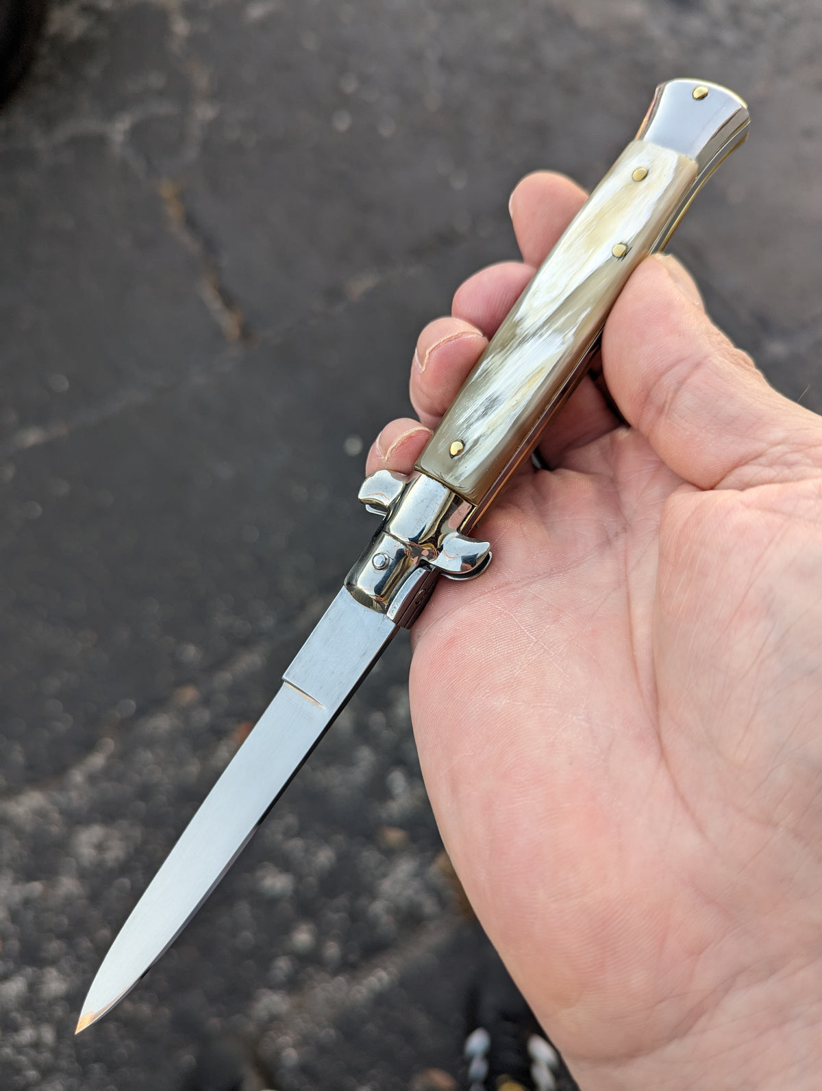 9" Renzo Beltrame Honey Horn Flat Grind Italian Stiletto #4