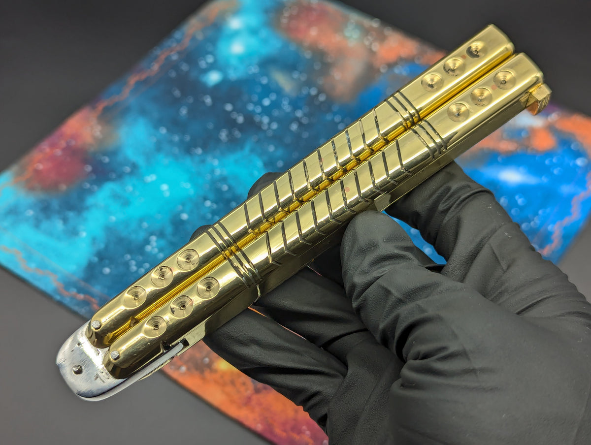 11" Classic Clip Point Blade Ultra Heavy Brass FHM Balisong
