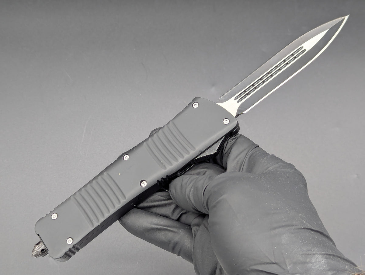 9.5" XL BLACK TACTICAL D/E OTF AUTOMATIC KNIFE