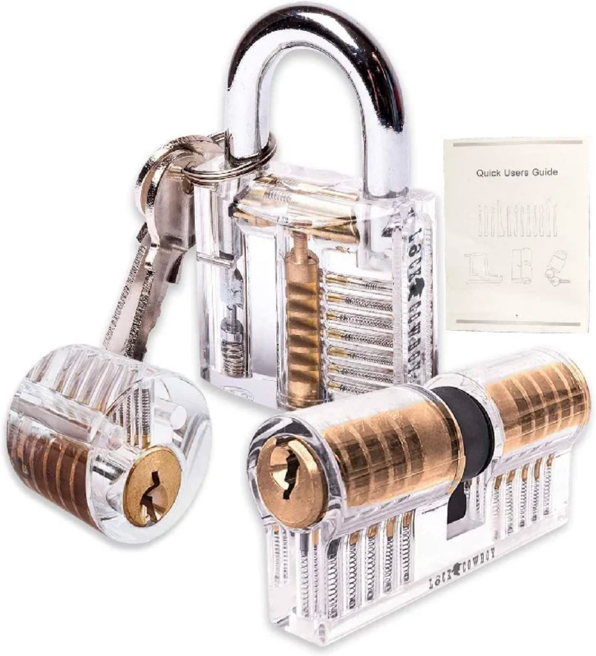 28 PC LOCK PICK TRAINING SET w/ 3 CLEAR LOCKS