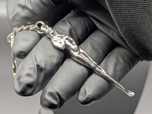 SILVER BURLESQUE NUDIE TOOTSKI PARTY SPOON KEYRING