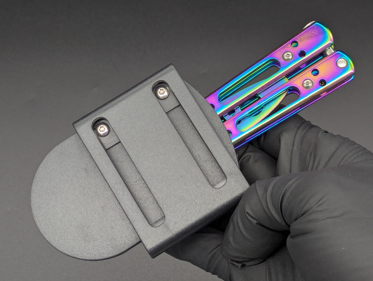BALISONG BELT SHEATH CARRY CASE BLACK ABS