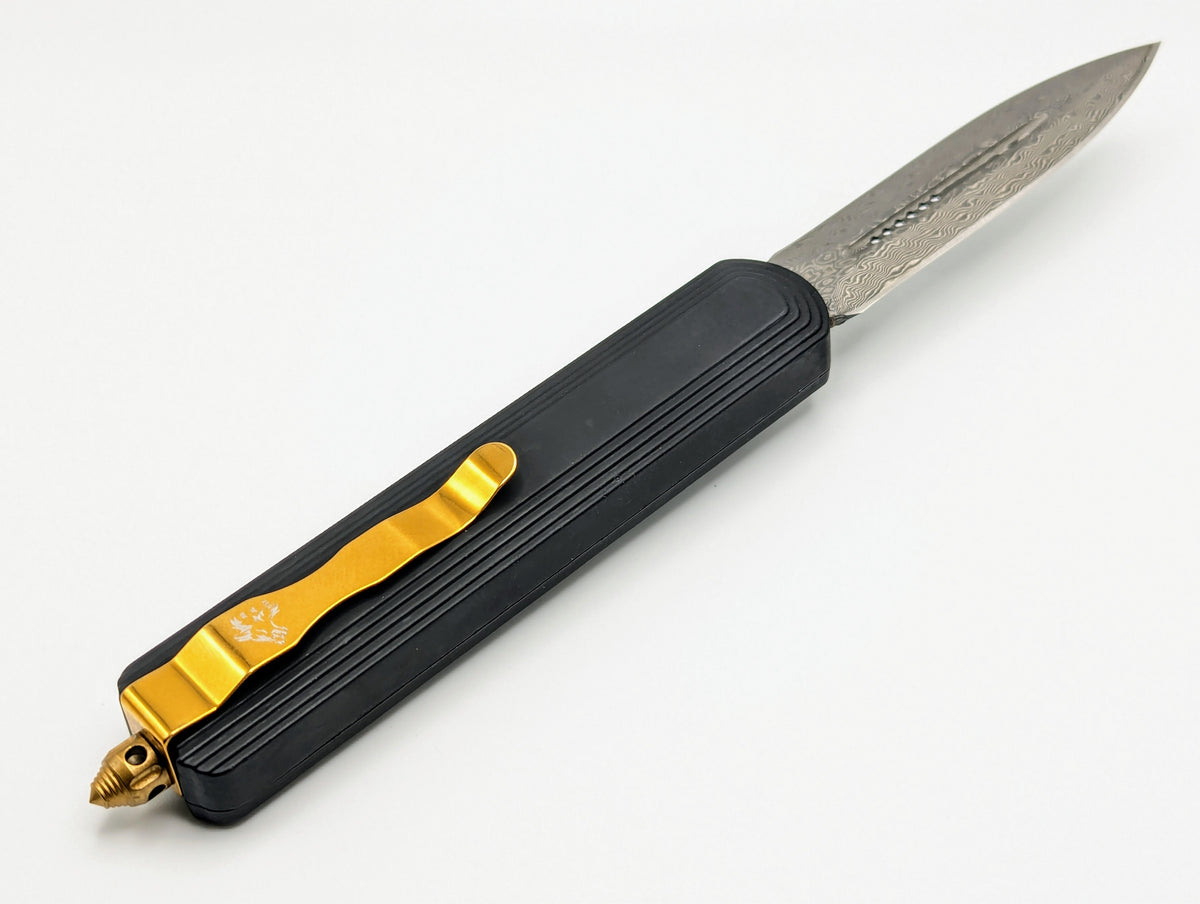 9.25" DAMASCUS D/A OTF KNIFE DOUBLE EDGE