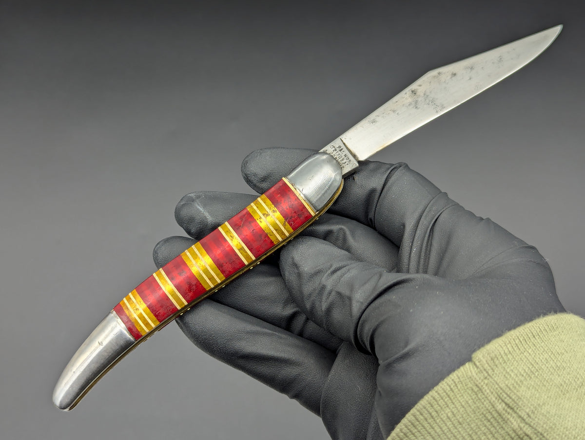 ANTIQUE HAMMER BRAND USA CANDY STRIPE SWITCHBLADE KNIFE