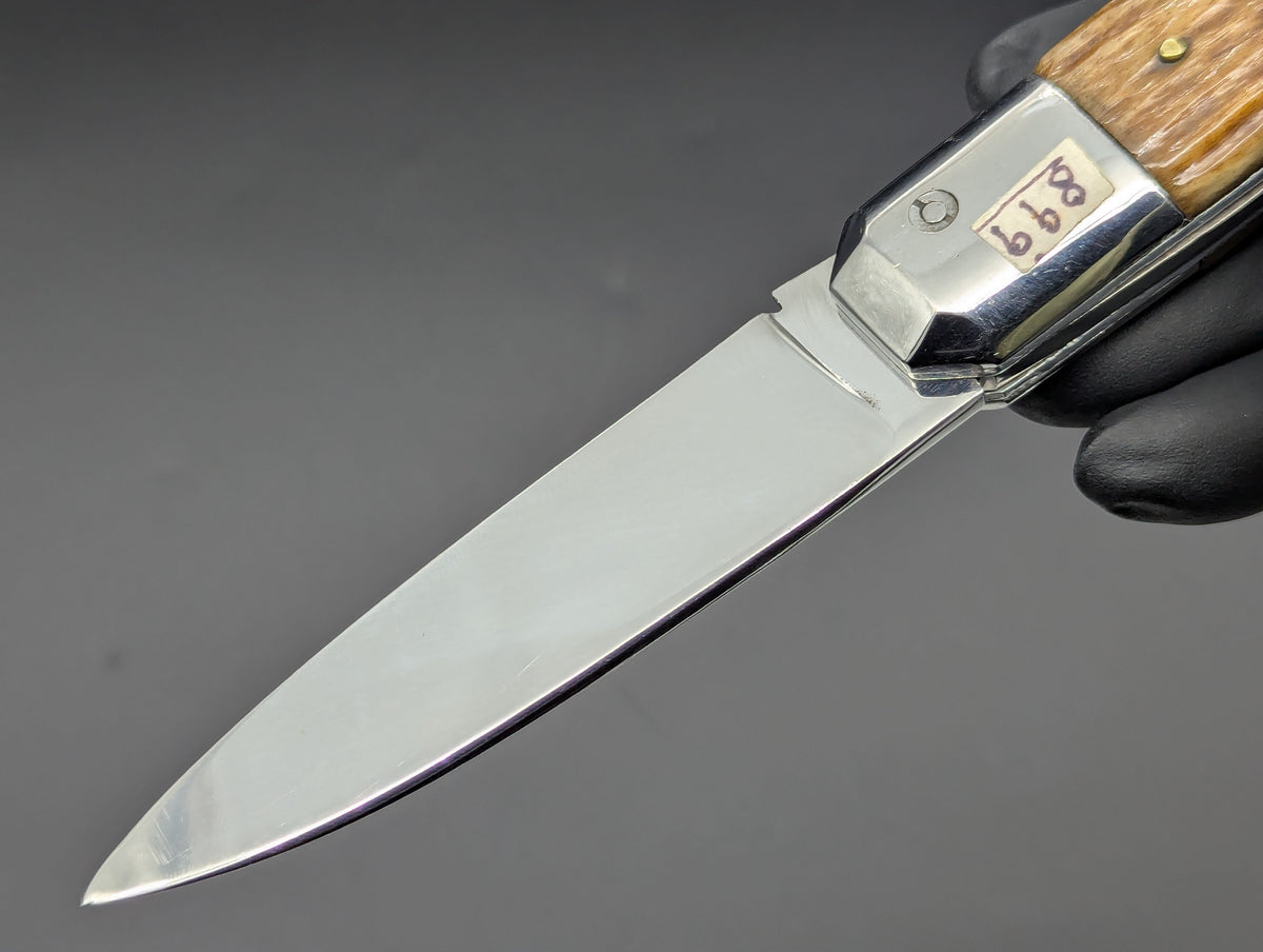 ANTIQUE FRENCH COFFIN SWITCHBLADE KNIFE BONE