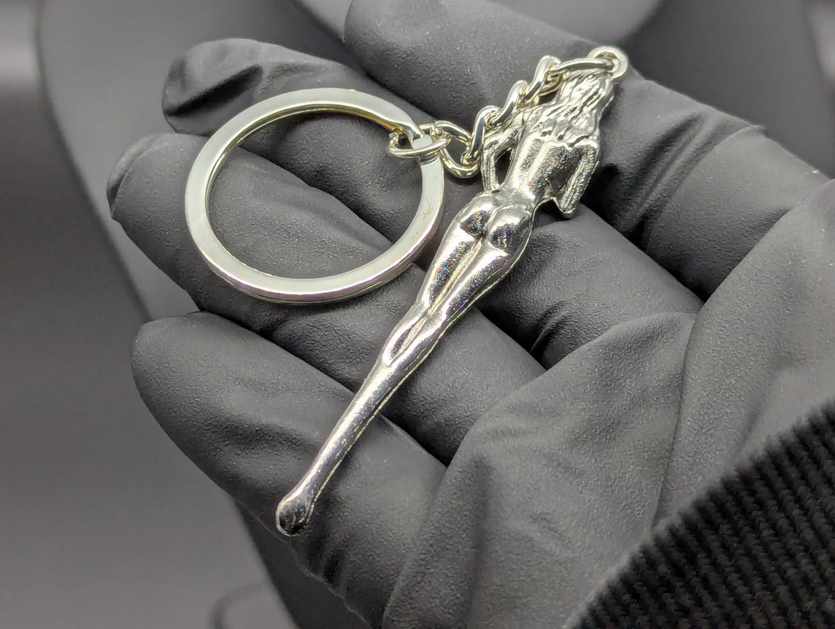 SILVER BURLESQUE NUDIE TOOTSKI PARTY SPOON KEYRING