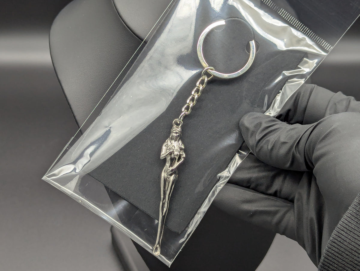 SILVER BURLESQUE NUDIE TOOTSKI PARTY SPOON KEYRING