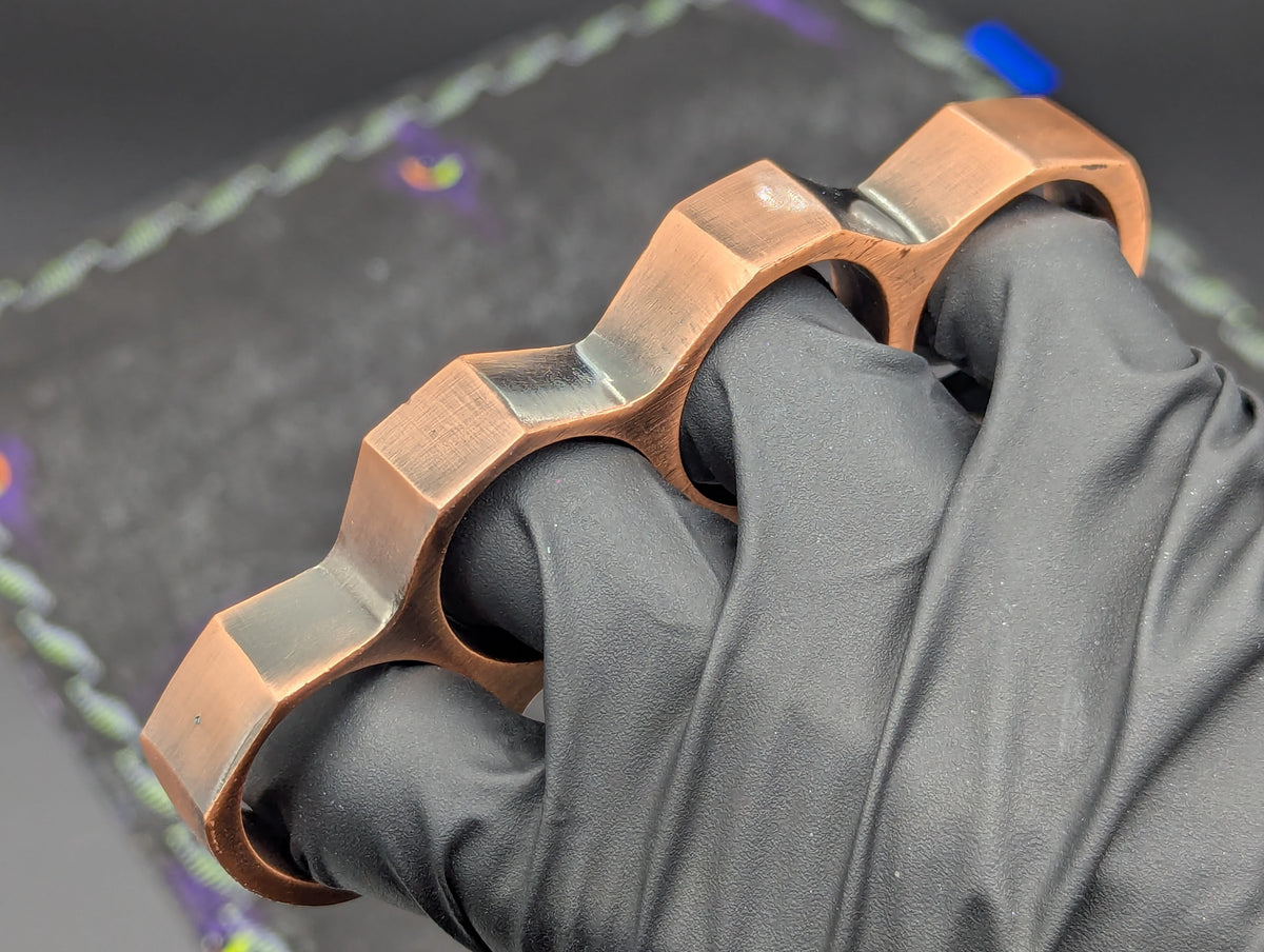 Copper Finish Square Top Brass Knuckle Duster Paperweight